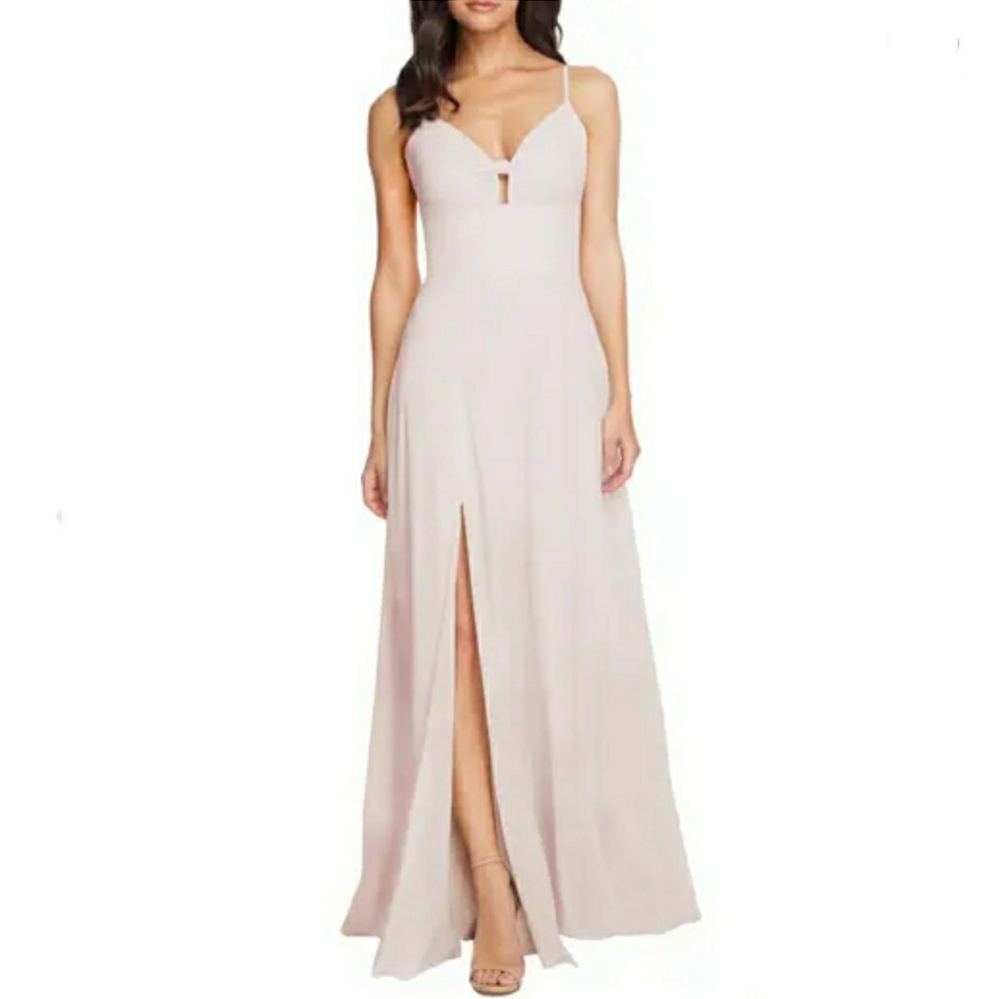 NWT Dress the Population Cambria Twist Bodice Gown Chiffon Dress